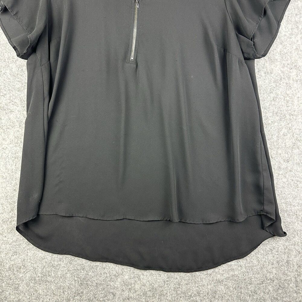 Torrid Blouse Top Womens Plus Size 2X Black Georgette Zip Career Office Hi Low* - Picture 3 of 13